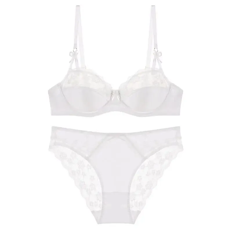 Ensemble de soutien-gorge français en dentelle pour femmes, demi-tasse fine, minimiseur pour gros buste, Push Up, Anti-affaissement, soutien latéral, confortable, ensemble de Lingerie quotidienne Sexy — image 13