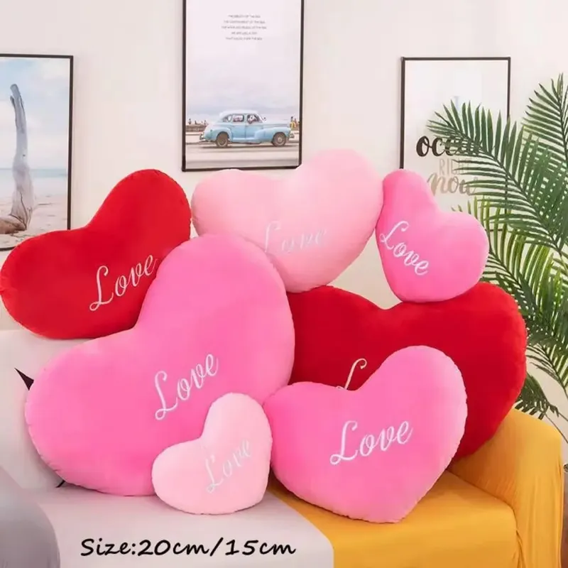 New Heart Shape Soft Pillow Home Decorative Valentines Day Heart Plush Pillow Stuffed Pillow Kids Birthday Gift — image 7