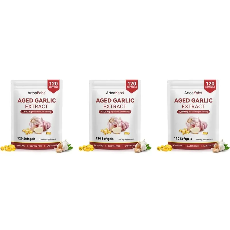 Aged Garlic Extract Softgels 7500mg Equivalent per Serving for Circulation & Heart Function Antioxidant & Immune Support 120Ct — image 10
