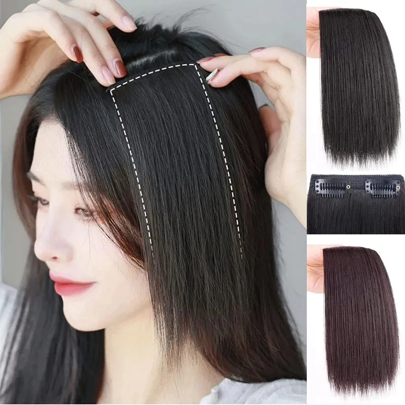 30cm Synthetic Short Straight Pad Invisible Hair Extension Lining of Hair Top Side Cover Hairpiece for Women — image 2