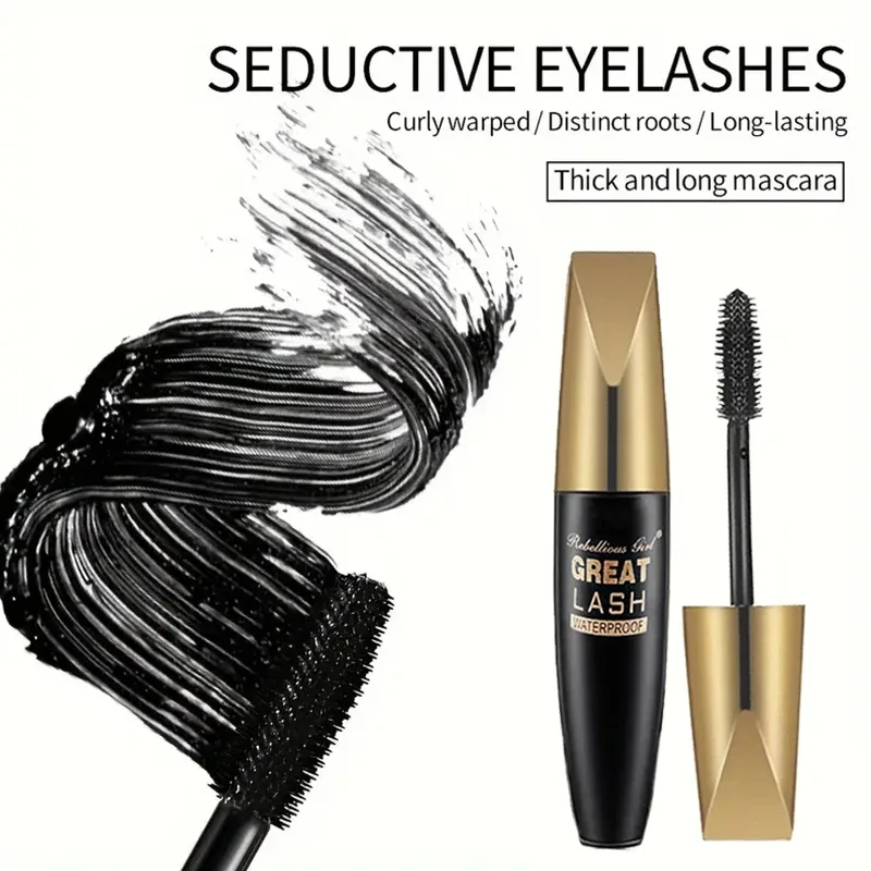 5D Black Waterproof Mascara Lengthens Eyelashes Extension Thick Silk Fiber Mascara Female Makeup Eye Cosmetics Tools for Gifts — image 4