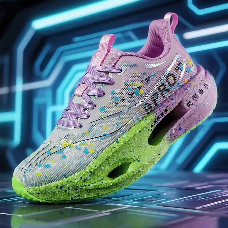 2025 Sneakers Lelaki Baharu Pendarfluor Malam 3.0 Plat Karbon Kusyen Larian Kasut Lari Stabil Kasut Latihan Lantunan Kasut Jog — image 1