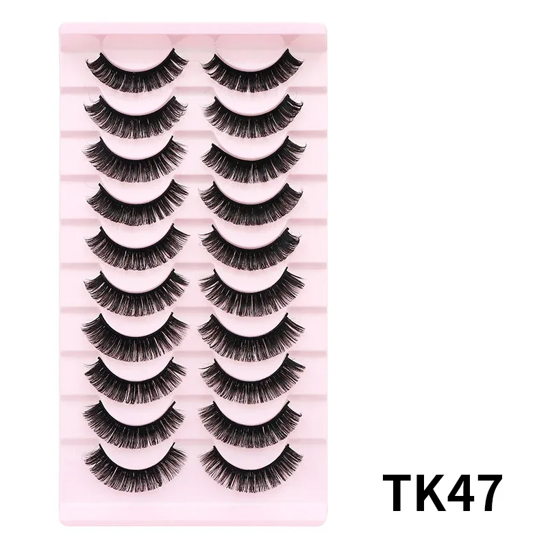 10 párů Russian DD Curl Bulk Fluffy Strip Lashes Přírodní měkké umělé řasy Opakovaně použitelné ručně vyrobené řasy pro každodenní a párty — image 30