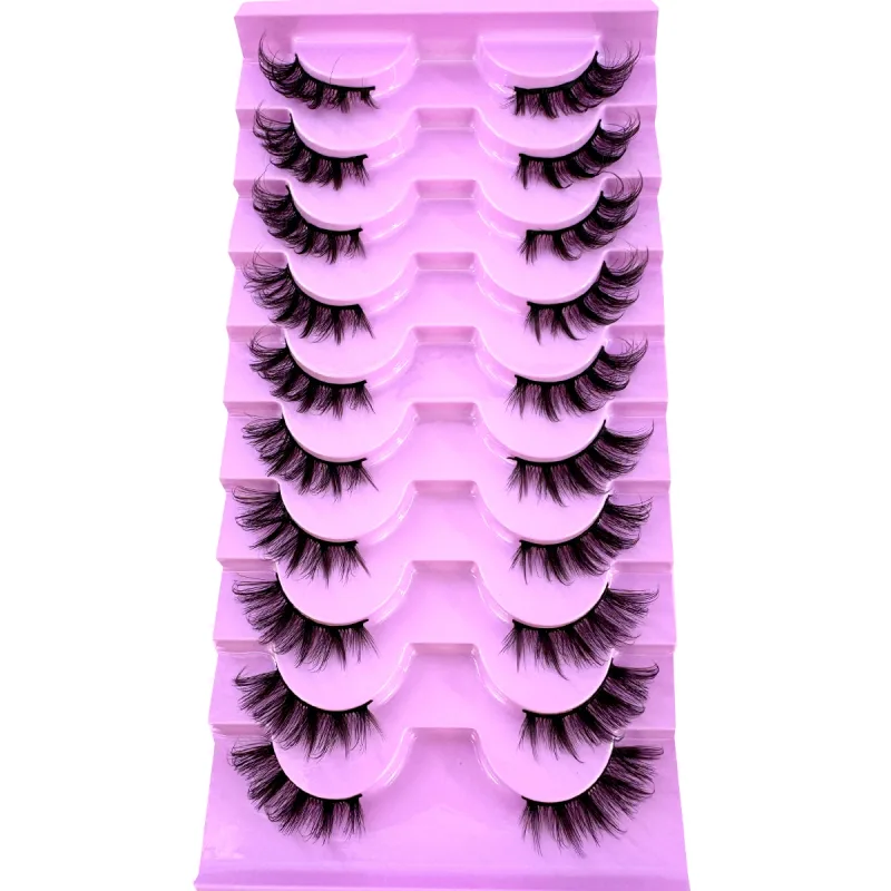 Poloviční řasy 10 párů Poloviční řasy Měkké přírodní řasy pro kočičí oči Makeup Tool Prodlužování umělých řas Fluffy Faux Cils — image 4