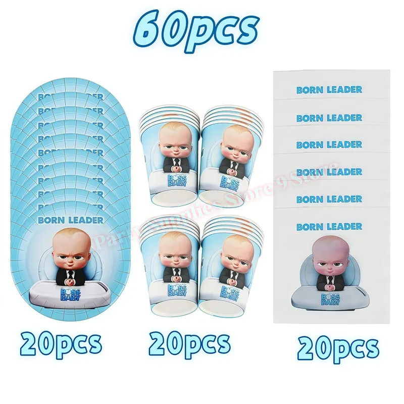 Bossed Baby Theme Newborn 1st Birthday Party Decoration Paper Plate Cup Balloon Banner Kid Boy Favors Baby Shower Event Supplies — image 10