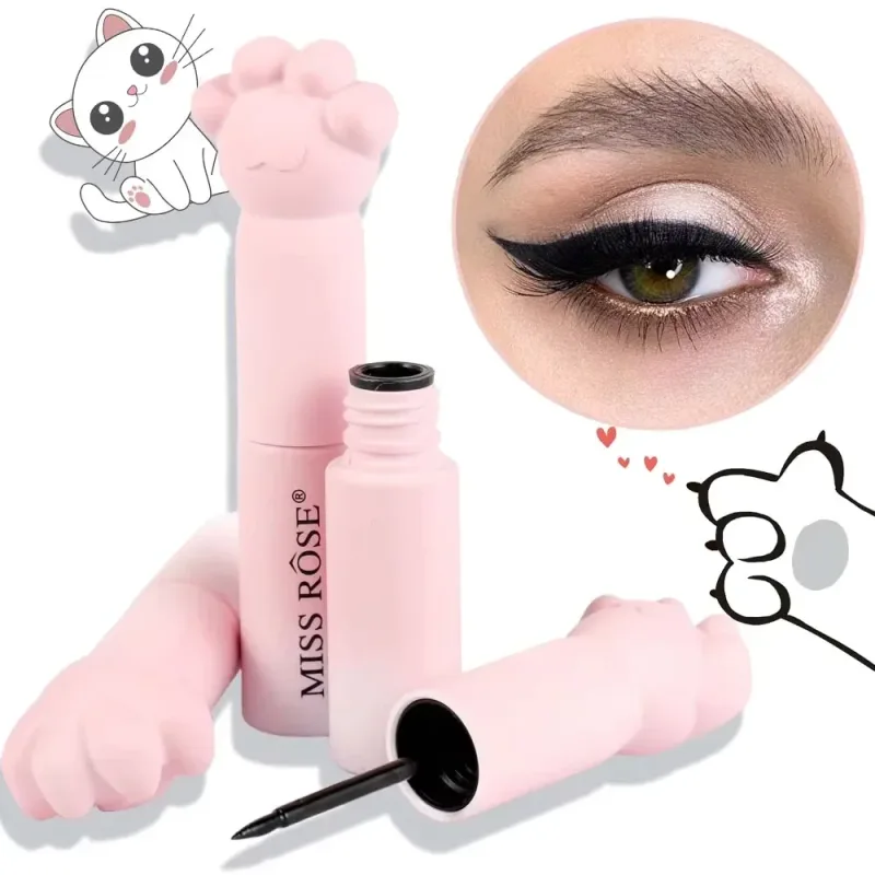 Pink Cat Paw Black Liquid Eyeliner Pen Fast Drying Long-lasting Smudge Proof Makeup Holding Premium Eye Liner Pen Eye Cosmetics — image 7