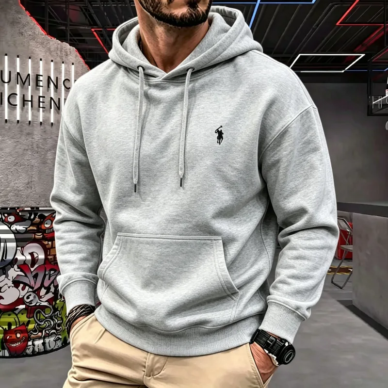High-end herrhuv med långärmad 2026 höst-vinter lyxig fashionabla hästbroderi golftopp ledig hoodie herrkläder — image 6
