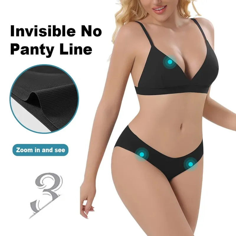 Women's Seamless Rimless Bra Ribbed Triangle Cup Underwear Briefs Set Underwear Women Set Sexy Lingerie — image 5