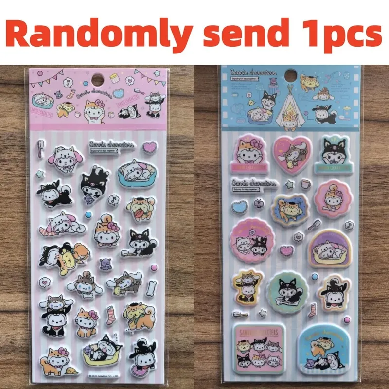 Genuine Sanrio 3D Stickers Toys Cartoon Hello Kitty Kuromi Melody Scrapbook Decor Sticker For Phones Water Mug Notebooks Decals