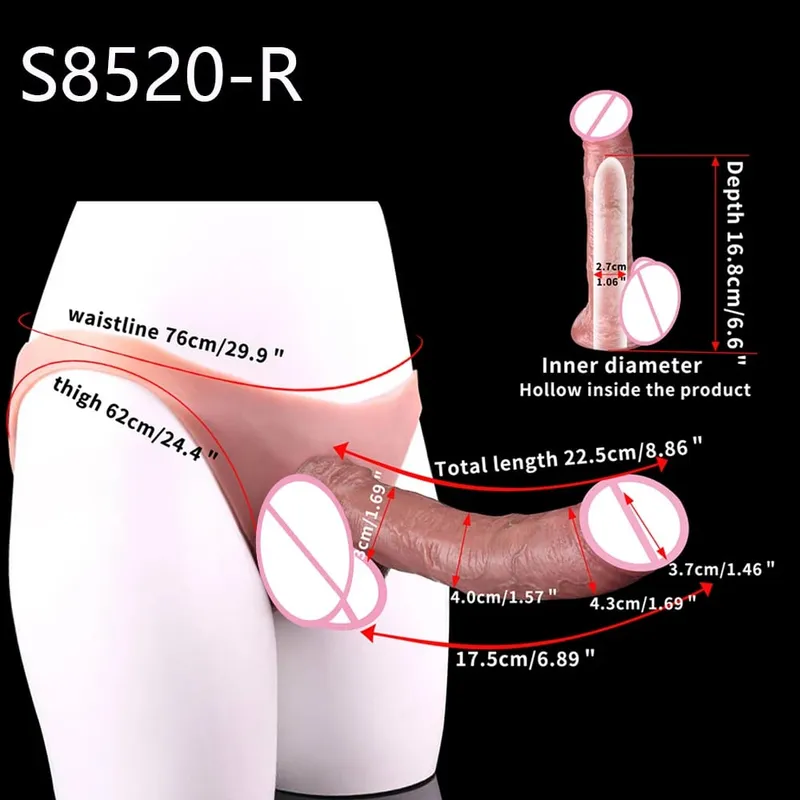 9.65‘’ Large Penis Sleeve насадка на член Pants 18+ Men Sex Toy Wearable Soft Realistic Hollow Dildo Panties Adult Supplies — image 23