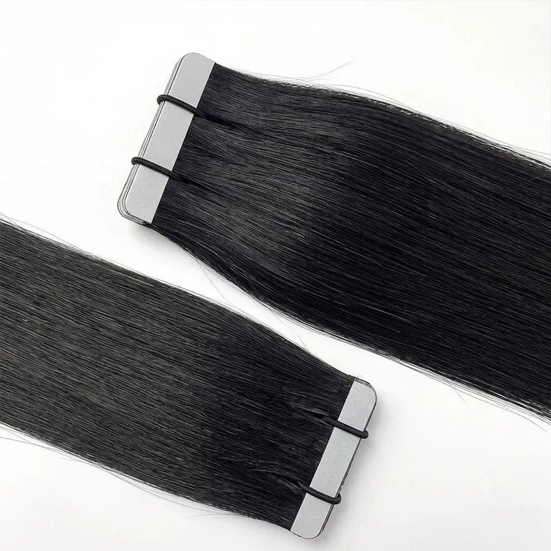 Tape In Hair Extensions Human Hair 16-24 Inch Seamless Invisible Remy Hair Extensions Tape Ins For Women Brazilian Natural Black 21Pcs 50g 100% Human Hair — image 2