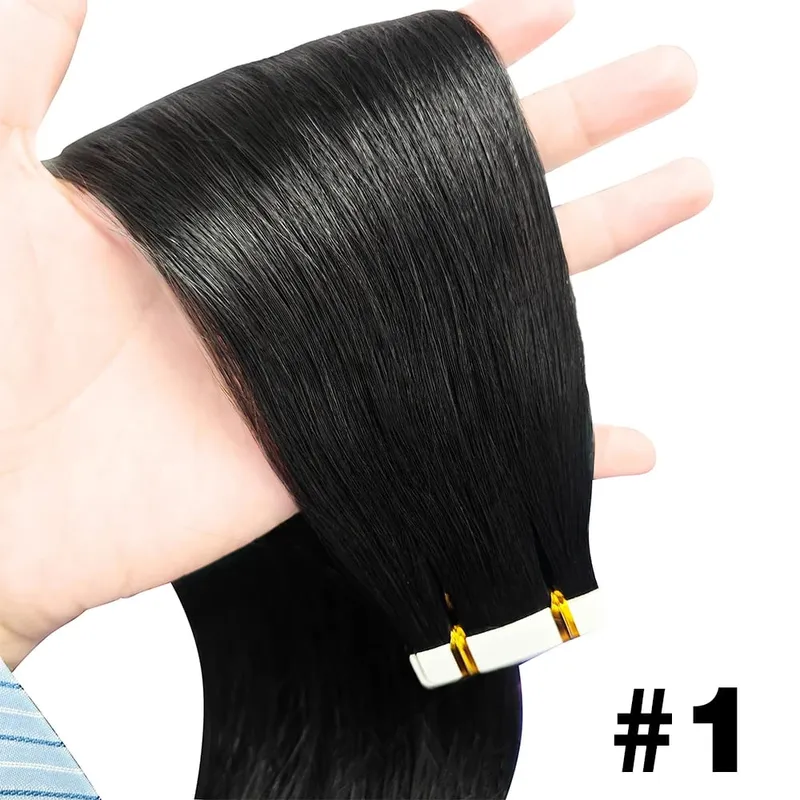 #4 Tape in Hair Extensions Human Hair Straight Hair extensions Real 100% Human Hair Tape in Extensions Brown 20Inch 20Pieces 50g — image 8
