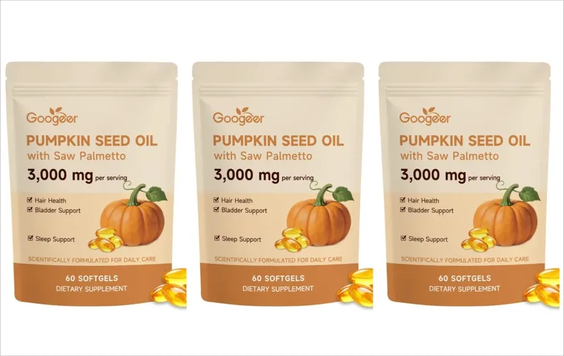 Googeer Pumpkin Seed Oil Softgels with Saw Palmetto 3000mg Hair Health Bladder Comfort Sleep Support Supplement 60 Softgels — image 9