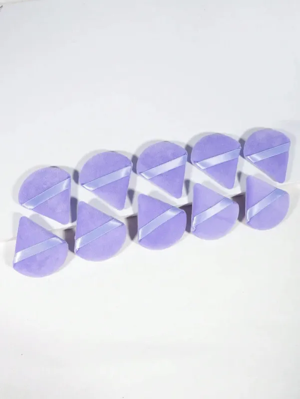 10 Pcs Triangle Velvet Powder Puff Pizza Flours Mini Face Makeup Sponge Cosmetics Washable Lightweight Makeup Tool — image 18