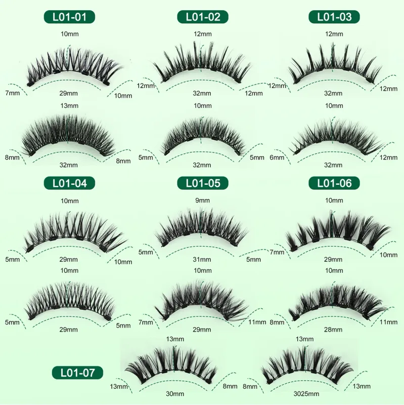 2 Pairs Magnetic False Lashes Natural Wispy Magnetic Eyelashes Portable All-in-one Case Reusable No Glue Eye Lashes Customized