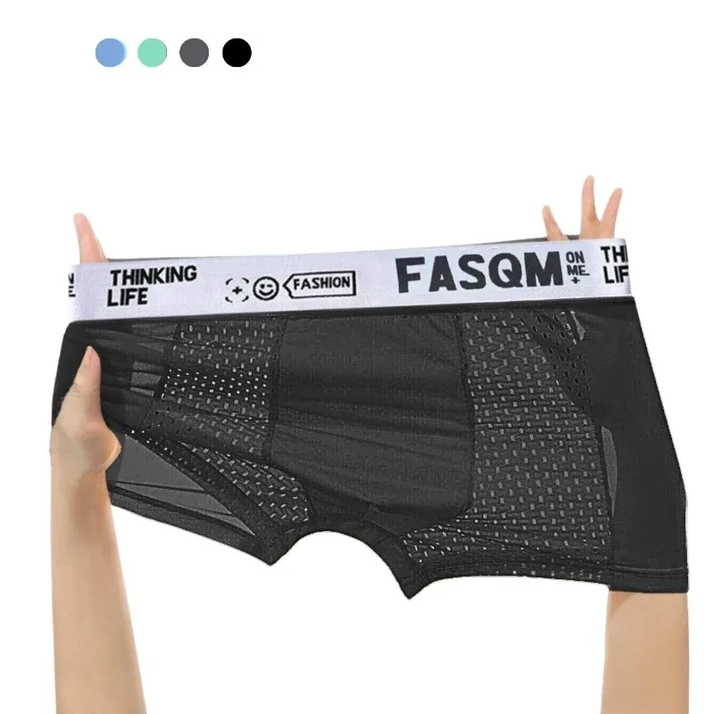 1pc sexy tecido de malha roupa interior masculina legal ultra-macio respirável boxer briefs moda durante todo o dia conforto casual diário roupa interior masculina