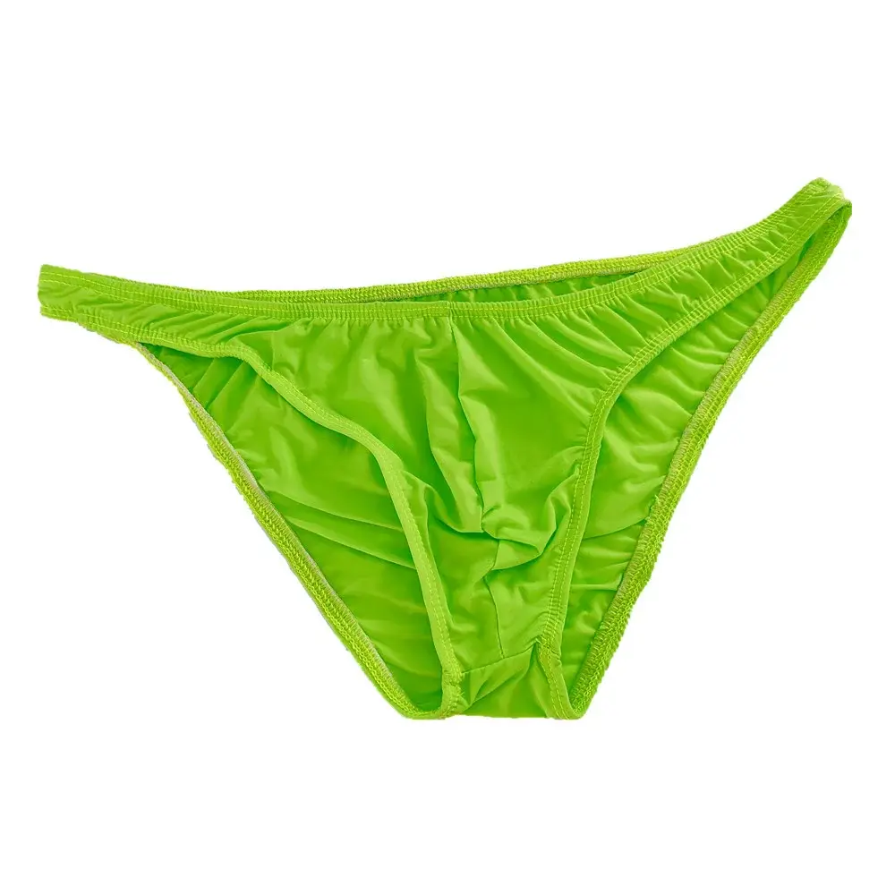 Solid Color Nylon Briefs Men Big Bulge Sexy Underwear Translucent Ice Silk Low Waist Bikini Panties U Convex Male Panties — image 10