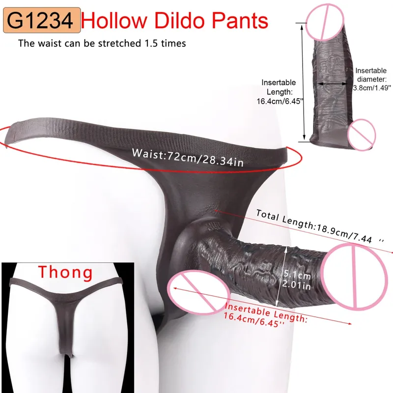 9.65‘’ Large Penis Sleeve насадка на член Pants 18+ Men Sex Toy Wearable Soft Realistic Hollow Dildo Panties Adult Supplies — image 31