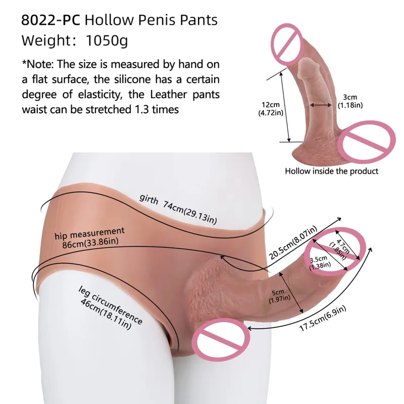Strap-On Penis Sleeve Realistic Hollow Dildo Pants Silicone Male Dick Extender Lifelike Sex Toys For Men Adult Sexshop — image 18