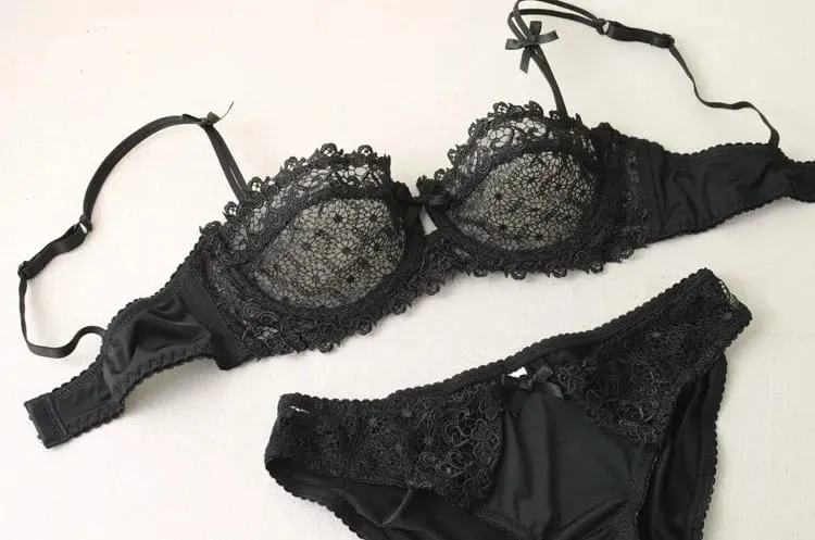 Summer White Lace Bra Lingerie Set Ultra Thin Breathable Sheer Mesh Sexy Deep V Push Up Wireless Women Underwear Suit — image 8