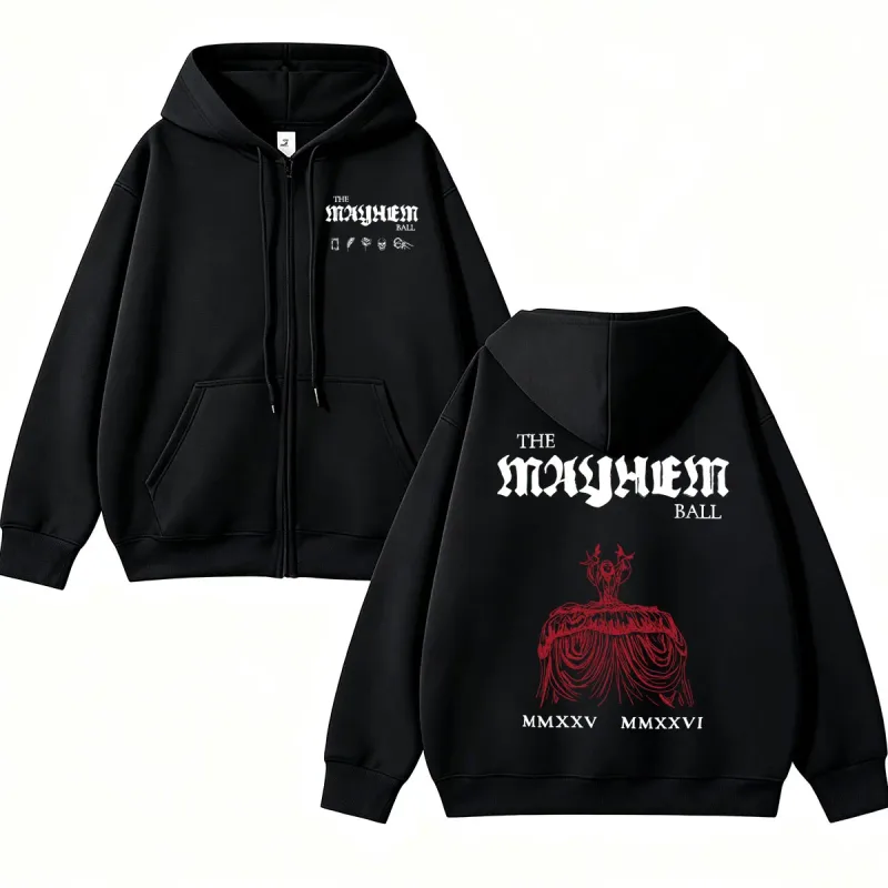Lady Gaga The MAYHEM Ball Red Dress Zip Up Hoodies Fashion Pop Music Cardigan Sweatshirt Loose Fleece Casual Men Women Jackets — image 13