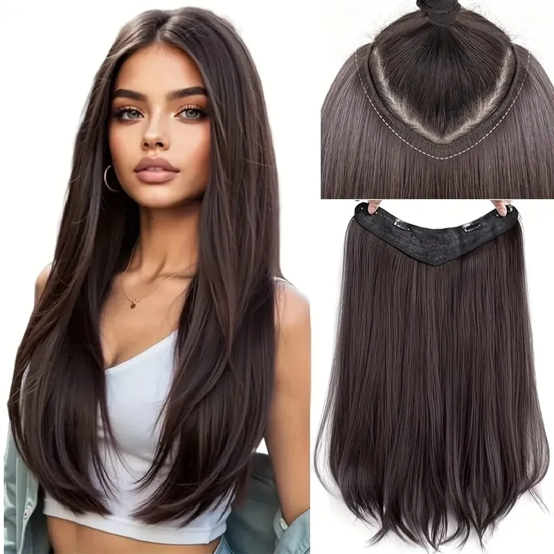 24'' Clip in Hair Extensions Long Straight Clip Hair Piece Extensions for Women Synthetic Natural Straight Hairpieces Extension — image 10