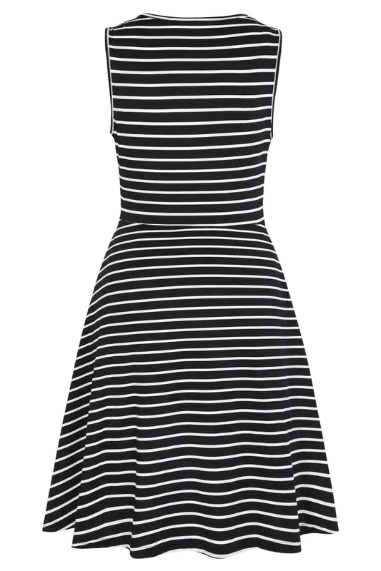 Womens Sleeveless Elegant Keyhole Work Office A-Line Stries Business Casual Party Slim Fit And Flare Swing Dress