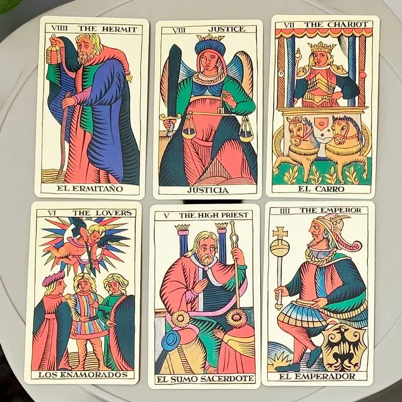 Spanish Tarot Español Deck 10.3*6cm 78 Cards Bilingual English Spanish Marseille Style Divination Cartomancie Dusserre — image 5