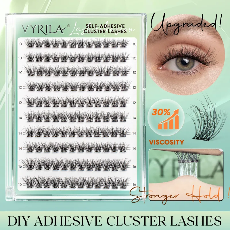 Self Adhesive Eyelashes ไม่ต้องใช้กาวขนตา 10-16 มม.Pre Glued Cluster Lashes D Curl นุ่มธรรมชาติกดบนขนตา