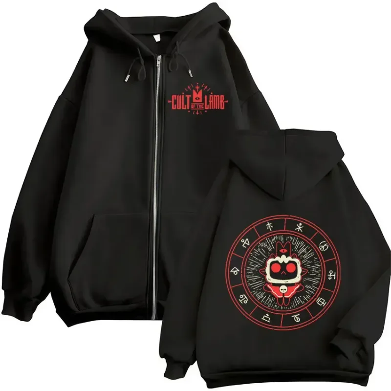 New Game Cult of The Lamb Zipper Hoodie Men Women Vintage Long Sleeve Fashion Jacket Sweatshirt Fleece Coats Oversized Hoodies — image 1
