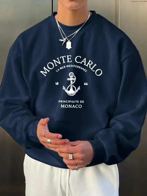 The new men's round-neck sweatshirt for Spring and Autumn 2026 is casual and comfortable with 3D letter pattern printing — image 5