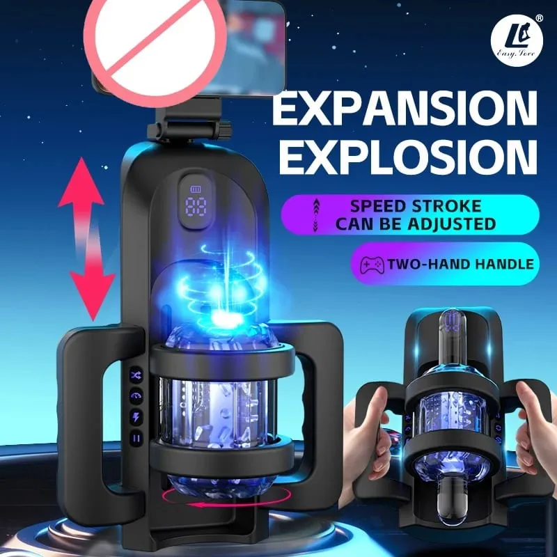Dual-grip Male Masturbator Adjustable Long Travel Masturbation Cup Adjustable Telescopic Rotating Male Masturbation Cup Sex Toy — image 3