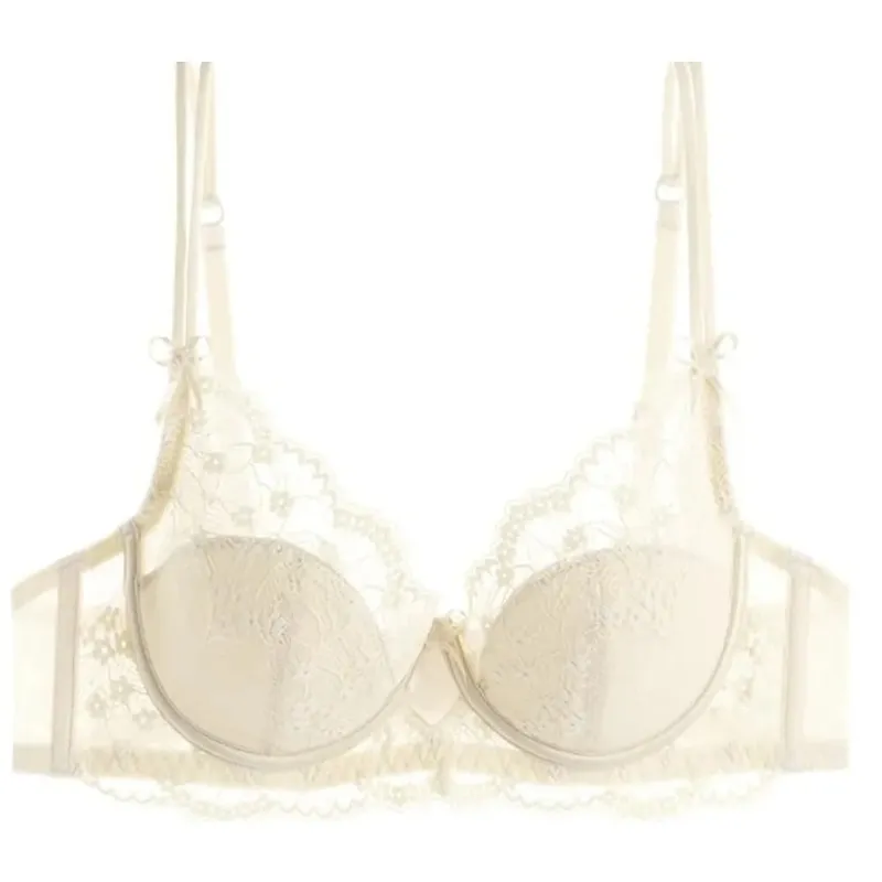 Women Pink Lace Full‑Cup Thin Minimizer Bra Set Push‑Up Anti‑Sag Support Lingerie Intimates For Large Breast Ladies Casual Daily — image 4