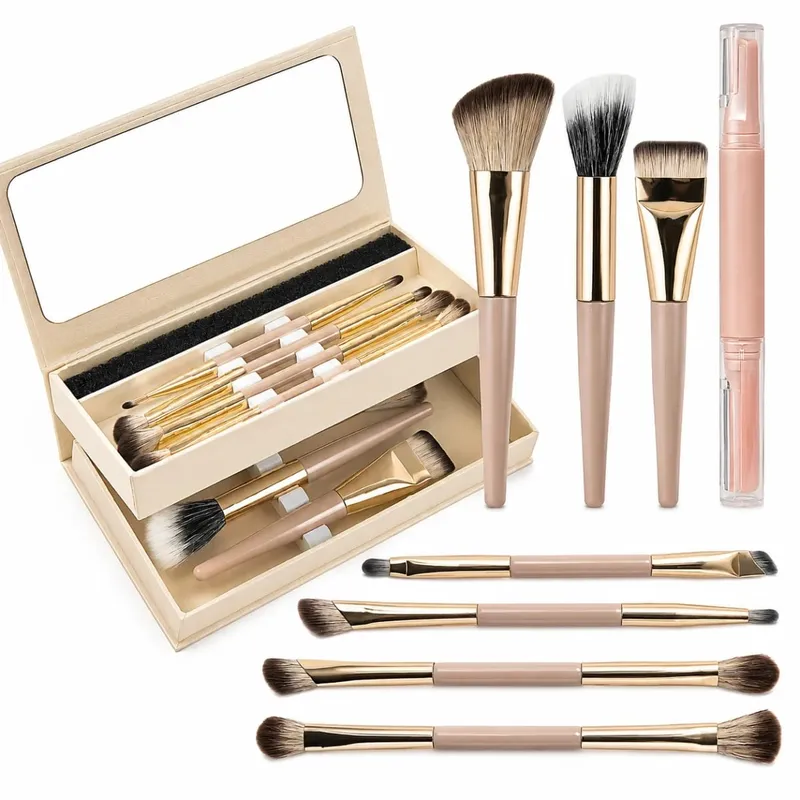 Portable 8 Piece Foldable Dual-Ended Makeup Brush Set Foundation Contour Eyeshadow Blush Concealer Brushes Travel Makeup Tools — image 4