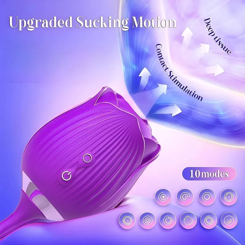 Rose Vibrator Toy for Women Clitoral Sucking Vibrator G-spot Thrusting Dildo Clit Nipple Sucker Vibrater Female Couple Sex Toys — image 3