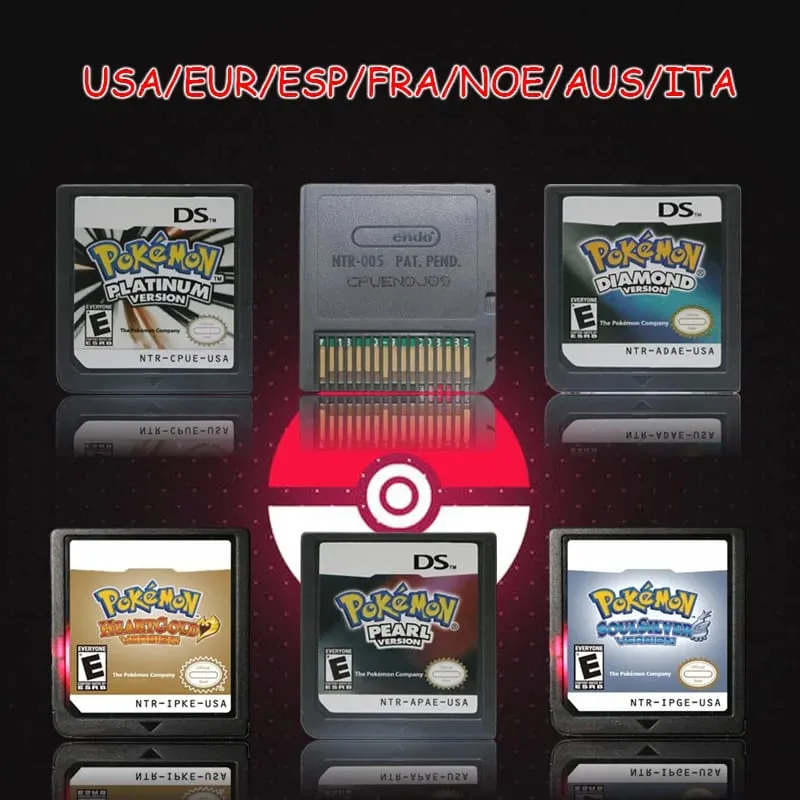 Pokemon Series DS Game Cartridge Diamond Platinum Pearl HeartGold SoulSilver Black White Multilingual for NDS/2DS — image 1