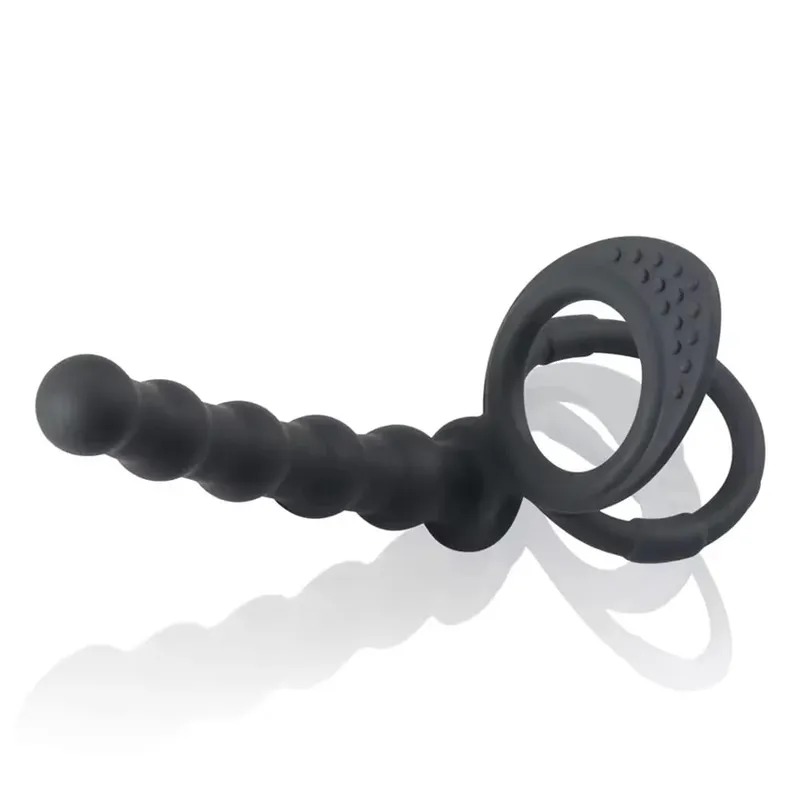 Silicone Double Cock Ring Anal Beads Butt Plug Dildo Clitoris Vagina Prostate Massager Sex Toys For Adult Women Couples Sex Shop — image 1
