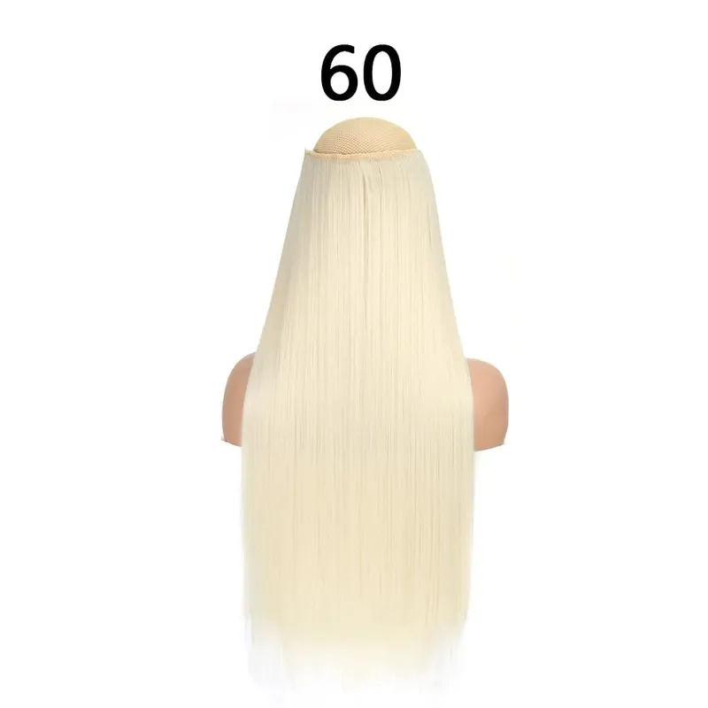 Synthetic 24Inch Hair Extensions OnePiece 5 Clips Long Straight Hairstyle Heat Resistant Fake Hairpiece For Women Natural Brow — image 19