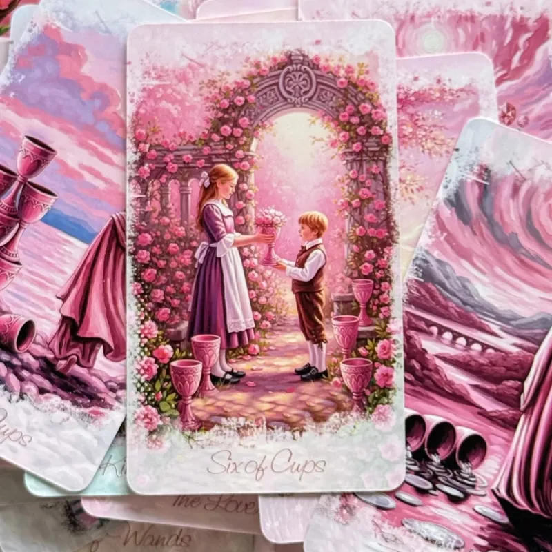 Romantic Tarot Cards in Metal Box With Paper Guidebook 12*7cm Rose Series Divine Guidance Board Games — image 6