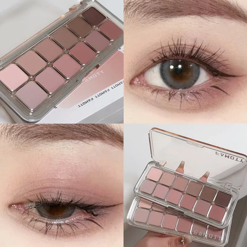12-Color Low Saturation Matte Eyeshadow Palette Tea Apricot Earth Tones Long Lasting Pearlescent Matte Eye Makeup for Daily Use — image 8