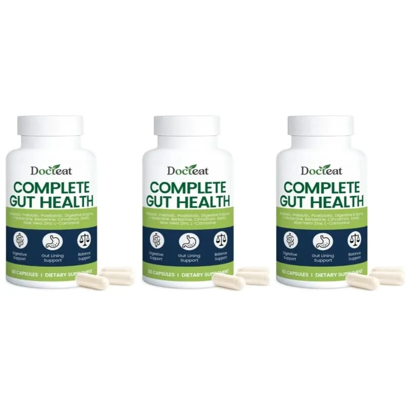 Docteat Complete Gut Health Capsules with Probiotic Prebiotic Postbiotic Digestive Enzymes for Gut Balance & Digestion 60 Count — image 9