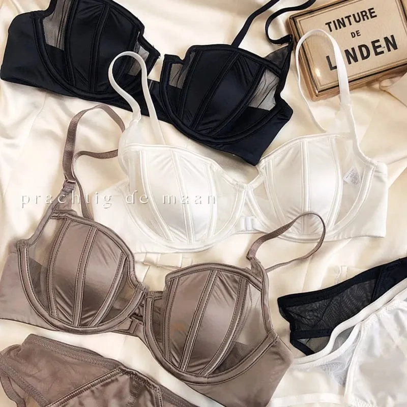 Summer Lace Thin Cup Women Underwear Front Buckle Push Up Bra Set Adjustable Strap Brassiere Beautiful Back Lingerie — image 4
