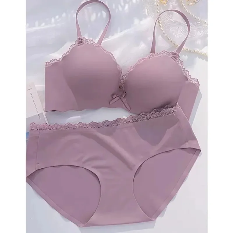 AA Cup Padded Push‑up Bra Panty Set Wireless Seamless One‑piece Lingerie Suit for Small Flat Chest Soft Daily Casual Underwear — image 6