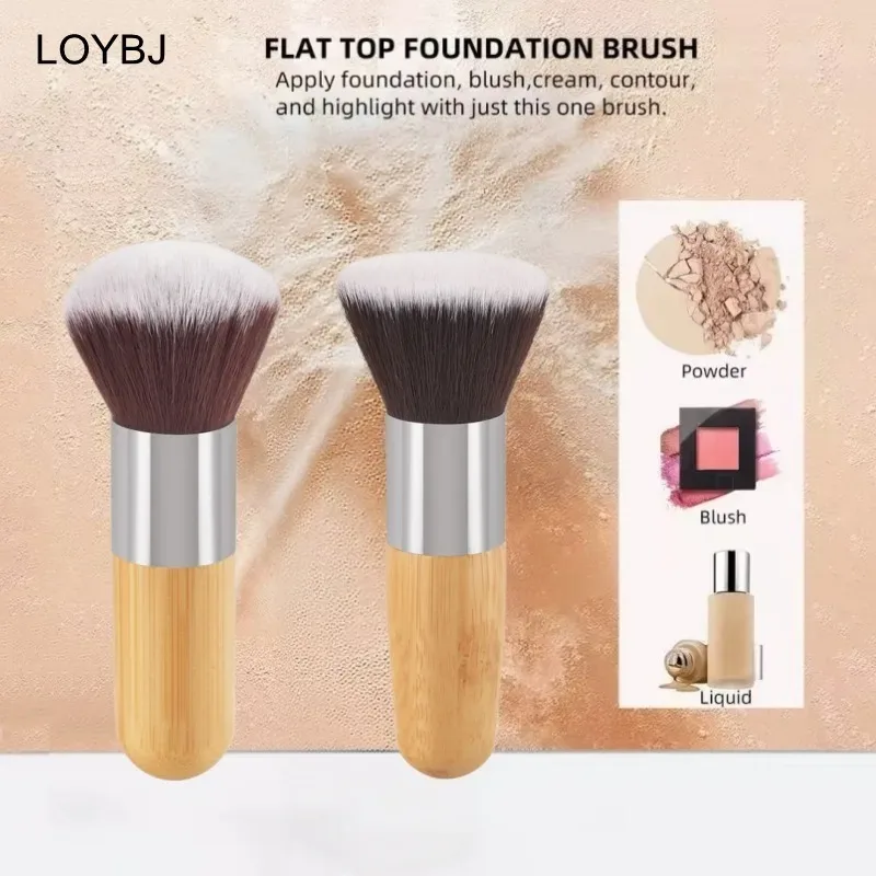 Bamboo Handle Foundation Brush Loose Powder Makeup Brushes Blush Contour Liquid Foundation Cream Professional Face Beauty Tools — image 2