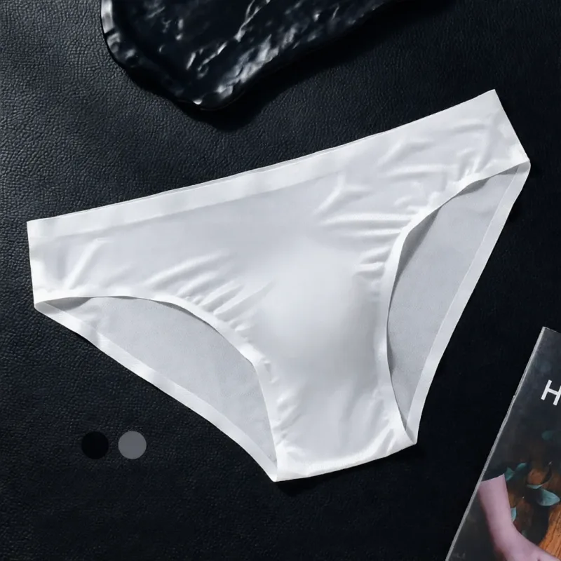 Mens Seamless Briefs Ice Silk Underwear 3D Pouch Breathable Quick Dry Elastic Low Waist Soft Solid Color Men Underpants — image 11