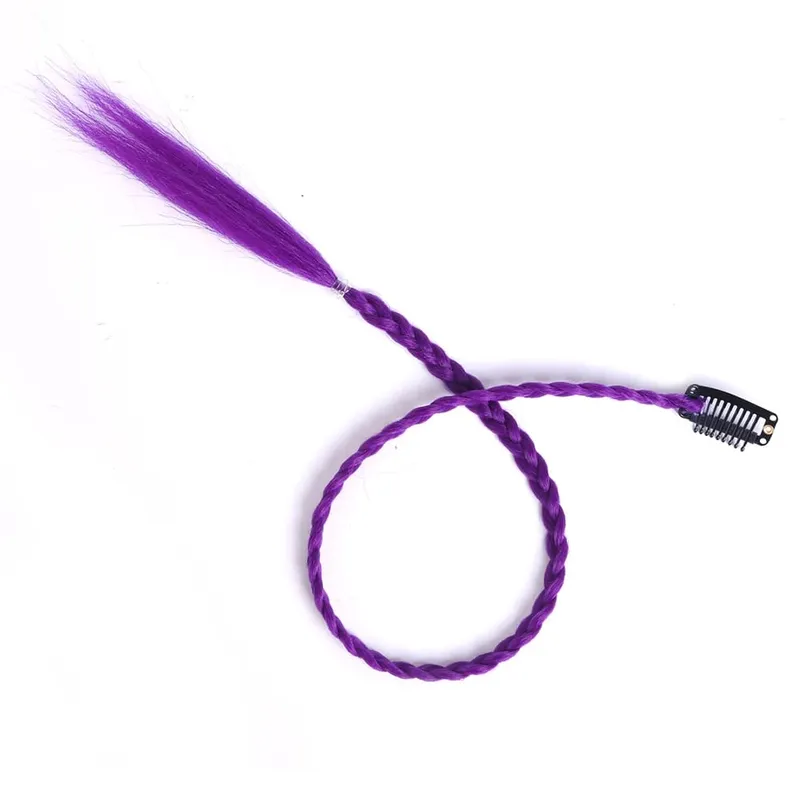 Estensioni clip-in sintetiche da 5 pezzi / lotto per le donne Coda di cavallo Arcobaleno Estensione dei capelli treccia 22 '' Ombre Parrucchino Treccia con clip — image 11