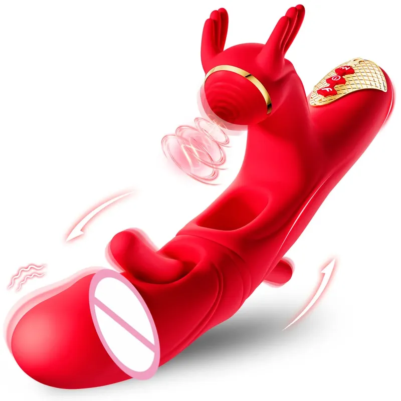 4in1 Thrusting Dildo Vibrator for Women Heating G Spot Clitoris Stimulator Sucking Vaginal Massager Sex Toys Female Masturbator — image 1