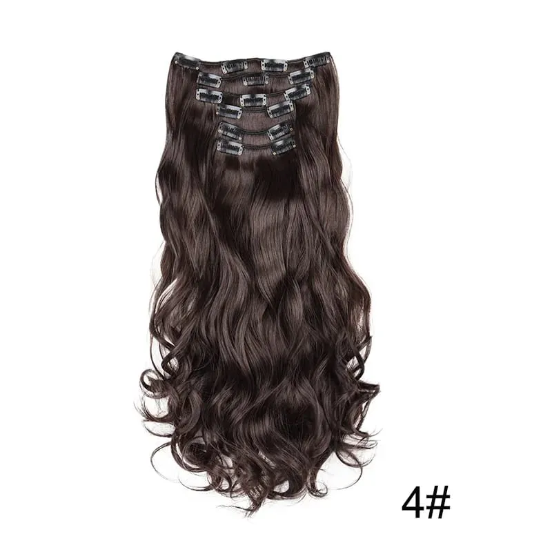 22Inch Synthetic 6pcs/set Long Curly Hair Extension Thick Soft Hairpiece for Short Hairline Coverage for Women Daily Use — image 12