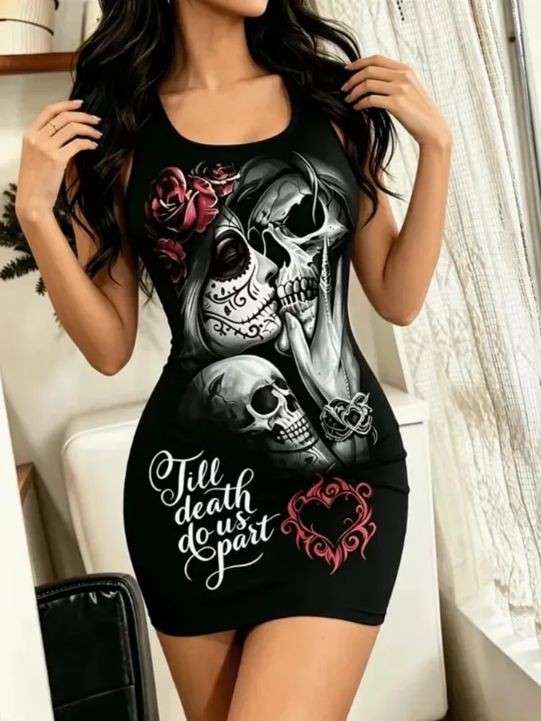 Women’s Casual Skeleton Printed Summer Cooling Shoulder Straps with Sleeves Off Shoulder Bodysuit/Pajamas/Home Wear. — image 2