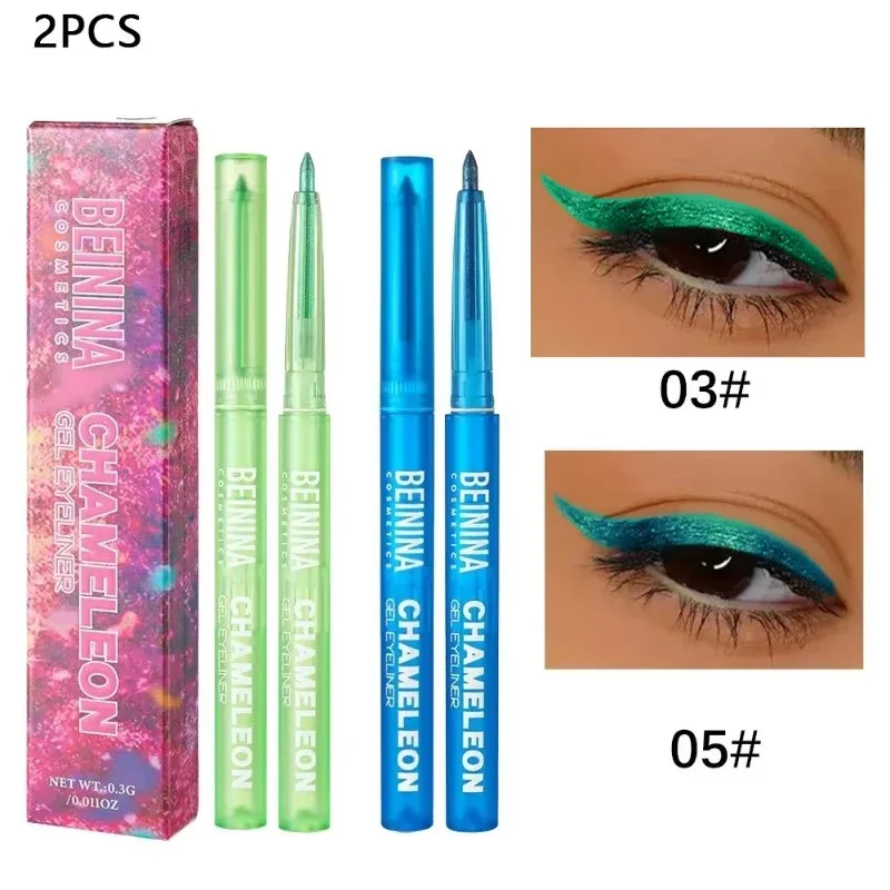 Shiny Chameleon Yellow Eyeliner Gel Pen Metallic Eyeshadow Multicolor Eye Liner Pearlescent Polarized Inner Eyes Pigment Makeup